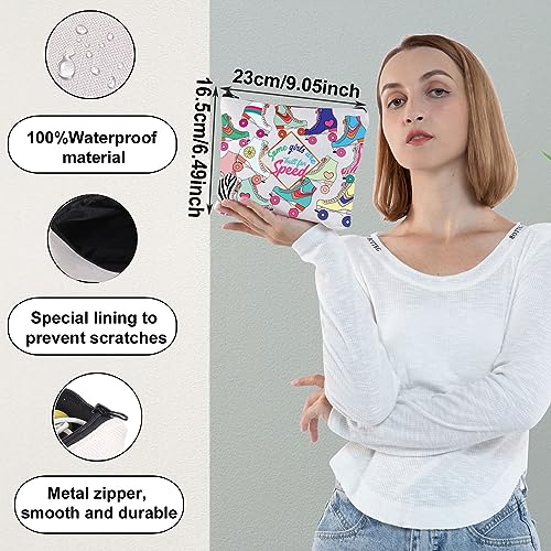 WZMPA Roller Skater Cosmetic Makeup Bag, Skating Lover Gifts, Some Girls Are Built for Speed Zipper Pouch Sport Gift - Image 2