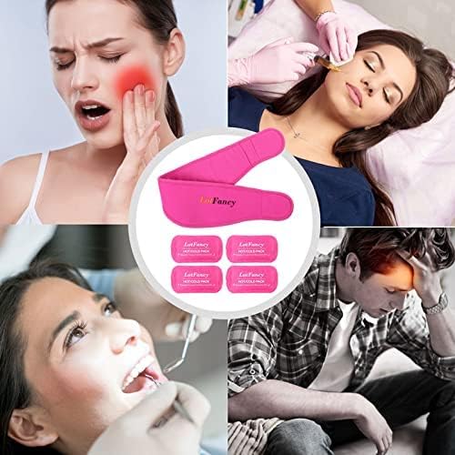 LotFancy Face Ice Pack for Wisdom Teeth Reusable Jaw Ice Pack, Tonsillectomy Recovery, Hot Cold Ice Packs for Face Surgery, TMJ, Pink - Image 3