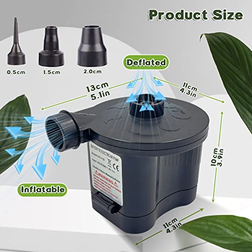 4D Battery Powered Portable Air Pump, Electric Air Pump For Mattress Inflatables Paddling Pool Beach Toys, Travel Air Pump For Swimming Rings Bed Pool Toys (3 Air Nozzles) #TOP4