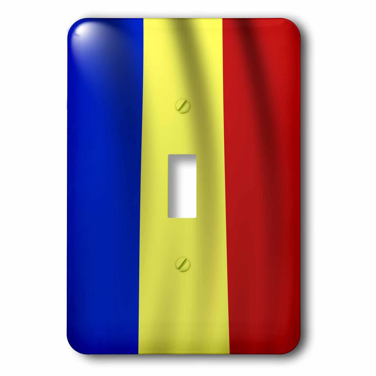 Interrupteur à baïonnette drapeau roumain bouton mural multicolore 3dRose