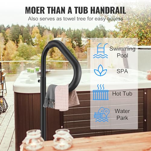 VEVOR Whirlpool Handlauf 272kg Tragfähigkeit Spa-Geländer aus Aluminiumlegierung Pool Handlauf Höhenverstellbar von 122,92 bis 160cm Haltegriff Einstiegshilfe 360° drehbar für Schwimmbäder Whirlpools