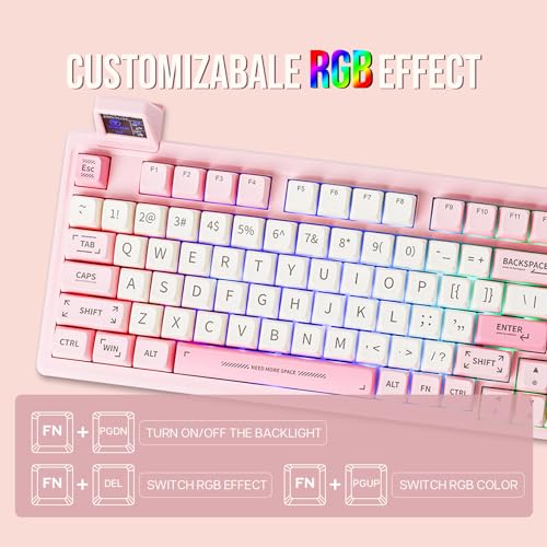 EPOMAKER Teclado mecânico RT100 97 teclas BT5.0/2.4G/USB-C com tela de exibição personalizável, botã