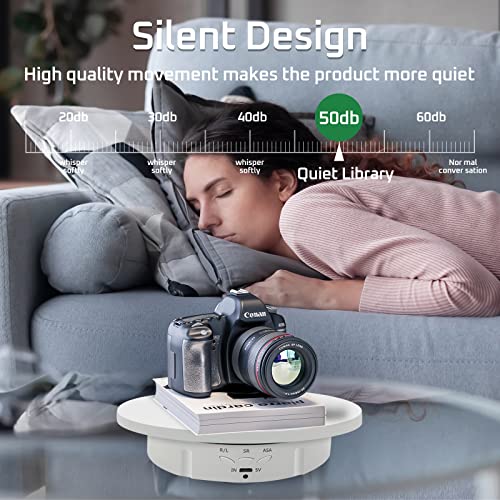 JAYEGT 3 in1 Motorized Rotating Display Stand with 5.74 /7.08/ 8.66 inch Replacement Cover,Max 22lbs Load,360 Electronic Turntable for Photography Products (3 in1 / Black/ With Remote controller)