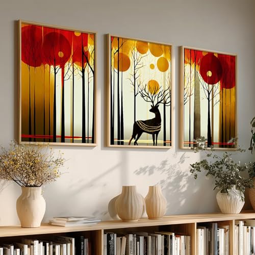 Image of kotart Paintings Modern Art Wall Decor Framed Wall Painting for Living Room, Bedroom - Framed Wall Decor Paintings with Frame - Painting for Wall Decoration Set of 3-D (Art 5, 19x25 inch)