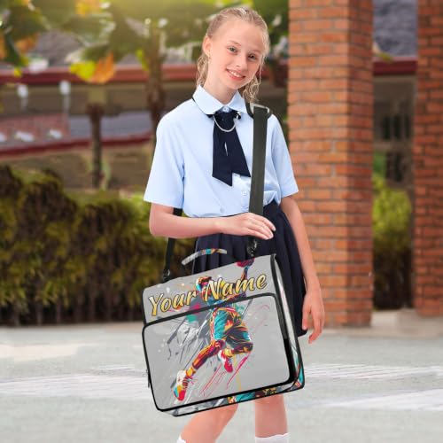 Image of Custom 3 Ring Zipper Binder Boys Playing Basketball Personalized Name 1.5 Inch Binders Large Capacity Multi Pockets for School Office Supplies