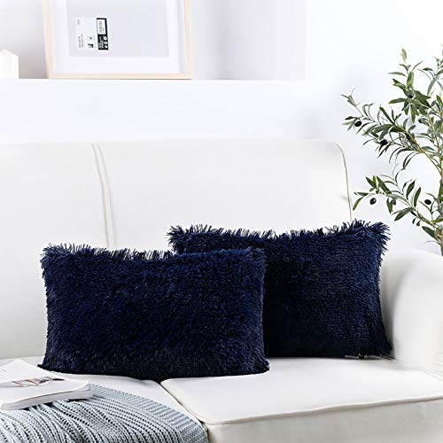 Image of Lumbar Faux Fur Throw Pillow Covers for Couch Decorative Pillows 12x20