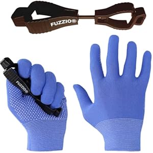 FUZZIO Arbeitshandschuhe mit Noppen, 24 Paar, für leichte Arbeiten mit Handschuh-Klammern (L/9, Blau)