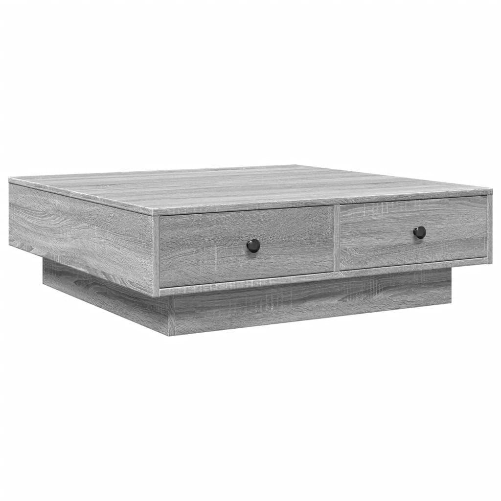 Table de salon en bois gris Sonoma 90x90 cm pour vos apéritifs en famille