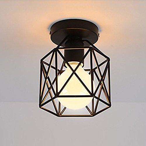 STOEX Plafonnier Industrielle Retro en Métal Cube Fer Noir, Suspension luminaire pour Salon Chambre Café Bar Restaurent Salle à Manger (A) Cover