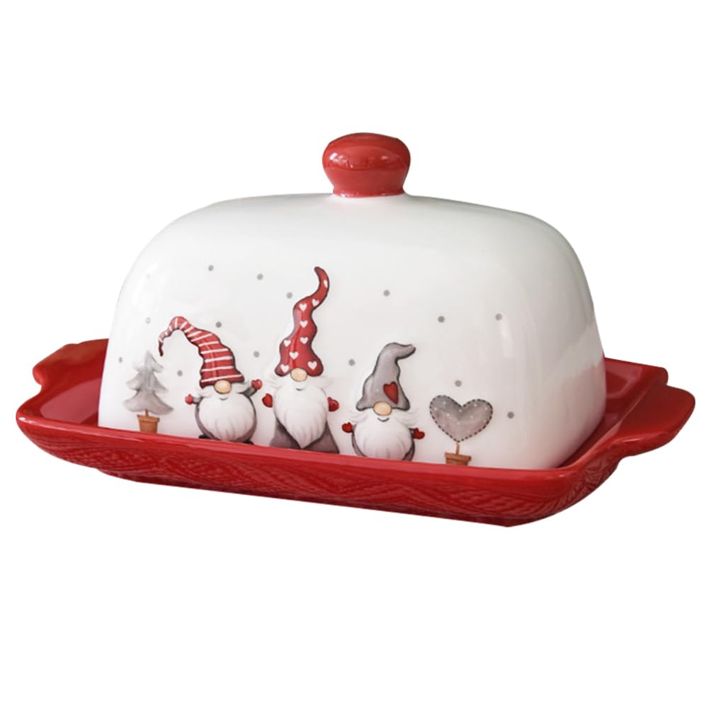 Zerodeko Butterdose Für Weihnachten Butterbehälter Aus Porzellan Butterteller Buttertablett Käsebehälterhalter Für Die Weihnachtsfeier Auf Der Küchenarbeitsplatte