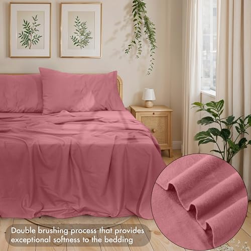 RUVANTI 100% Cotton Flannel Sheets Twin XL Size - 3 Piece Warm, Soft & Breathable, Deep Pocket, Double Brushed Cozy All Season Bedding Set, Rustic - Image 3