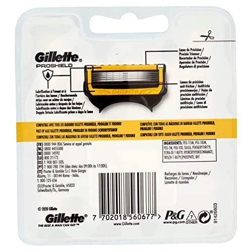 Gillette Rec Proshield 4 recharges de rasoir pack de 2