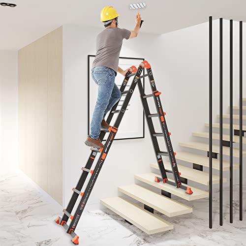 Image of LANBITOU Ladder A Frame Extension 17Ft Multi Position for Home 330lbs
