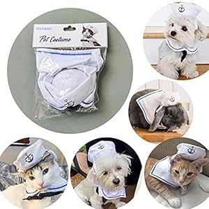 Namsan pet sailor costume for cats small dogs halloween cat sailor hat with tie collar doggy navy outfit cosplay apparel   cucciolini doodles