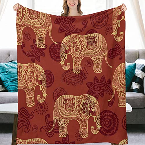 Elephant Blanket Elephant Throw Blanket For Women Elephant Decor Red Blanket For Couch Super Warm Soft Plush Lightweight Fleece Flannel Blanket Winter Bedding Blanket Gifts For Kids Adults 40"X50" #TOP2