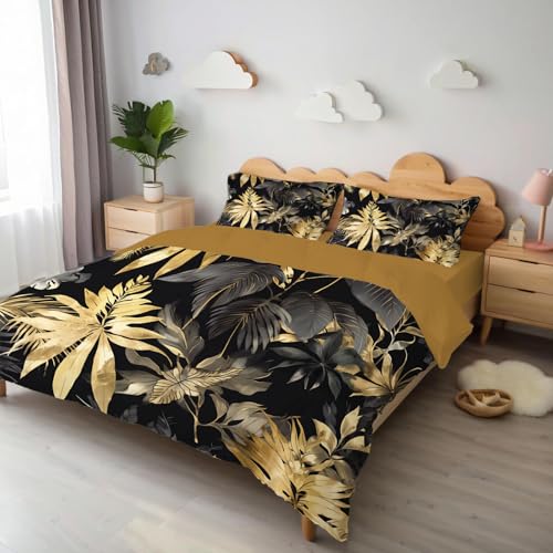 Housse de Couette 200x200cm Réversible avec Taies d'Oreiller pour Lit Double - 4