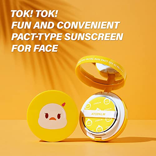 Atopalm Tok Tok Facial Sun Pact 15G Spf43 Pa+++| Facial Zinc Sunscreen For Sensitive Skin | Dry Skin Moisturizing Sun Protection | Korean Mineral Sun Cream #TOP7