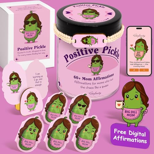 Stofinity New Mom Affirmation Cards - Positive Pickle Postpartum Gift For New Mothers, Stress Relief Gifts For Pregnant Women, Birth Affirmations Mom Essentials Care Package After Birth Recovery