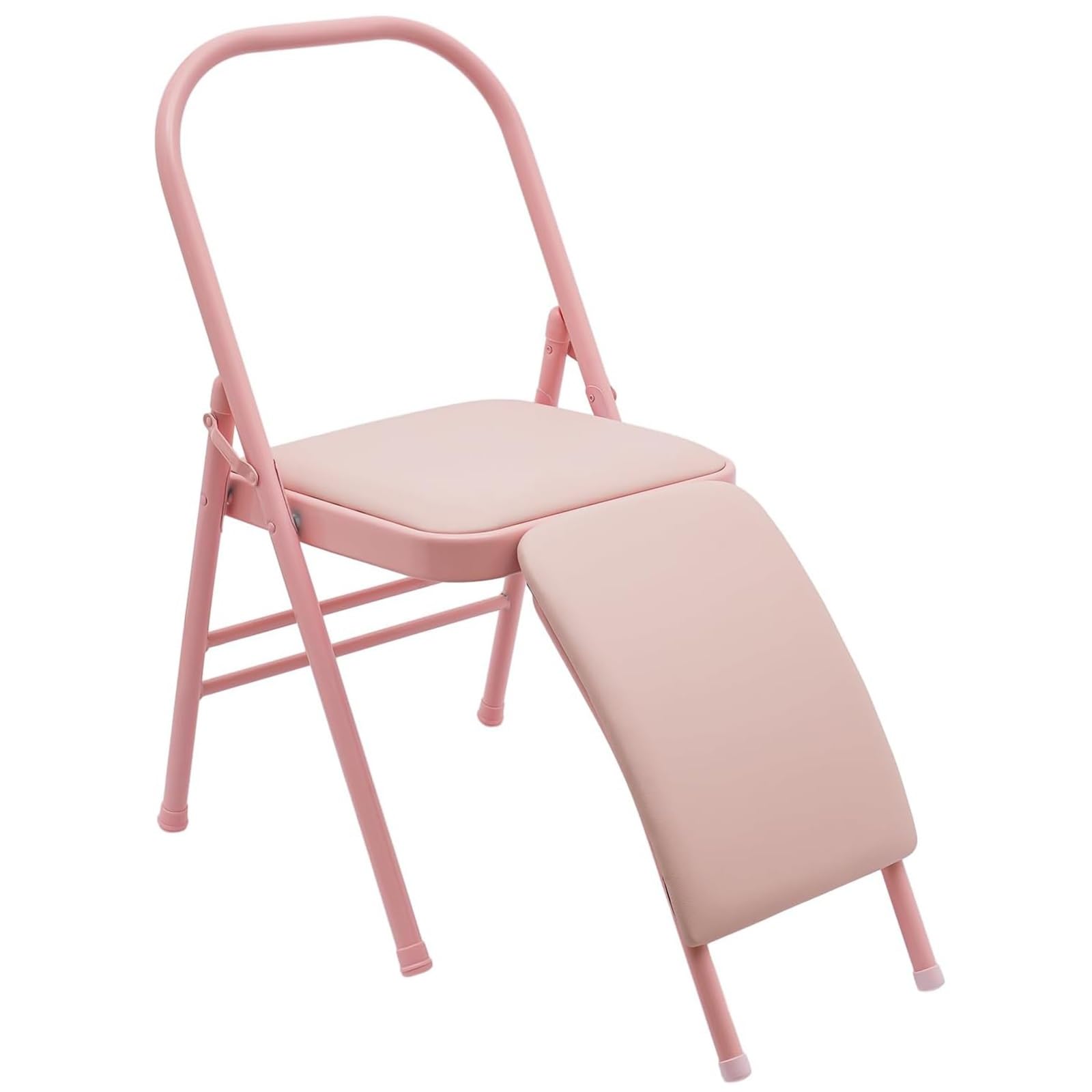 Sedia yoga Sedia Yoga Pieghevole Con Supporto Lombare Rimovibile, Strumento Di Allenamento Per L'inversione Dell'equilibrio Con Cuscino In PU, Sedia Yoga Per Esercizi Per La Vita/ I Glutei(Pink)