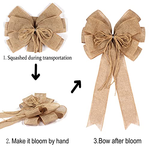 2-Pack-Large-Burlap-Jute-Hemp-Rope-Bows-for-WreathsRustic-Farmhouse-Crafts-Bow-Wrapping-Tree-Topper-Wedding-Holiday-Birthday-Party-Wall-Home-Boho-Front-Door-Decorations 2 Pack Large Burlap Jute Hemp Rope Bows for WreathsRustic Farmhouse Crafts Bow Wrapping Tree Topper Wedding Holiday Birthday Party Wall Home Boho Front Door Decorations