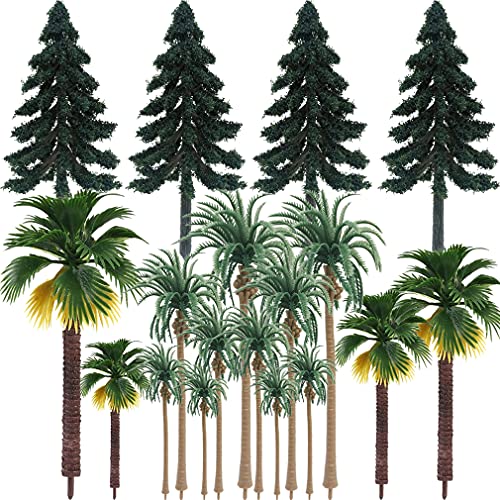 Rainforest Diorama Supplies Model Miniature Forest Plastic Toy Trees Bushes Coconut Palm Plant Crafts Train Scenery Cedar 18 Set #TOP27