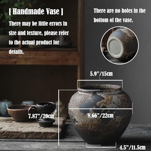 Denique-Rustic-Vase-for-Home-Decor-Farmhouse-Terracotta-Vases-Large-Ceramic-Vase-for-Living-Room-Decor-Black-Pottery-Vase-Large-Clay-Vase-Rustic-Farmhouse-Tabletop-DecorA-20cm Denique Rustic Vase for Home Decor Farmhouse Terracotta Vases Large Ceramic Vase for Living Room Decor Black Pottery Vase Large Clay Vase Rustic Farmhouse Tabletop DecorA 20cm