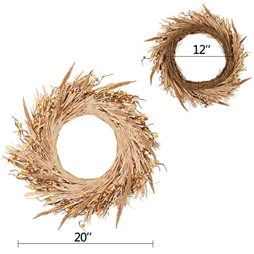 Leipal Artificial 20 Inch Winter Wheat Wreath For Front Door Light Yellow Winter Wreath Wall Window Decor For Winter (Multi) #TOP1