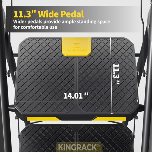 Image of KINGRACK 5 Step Ladder, Sturdy Steel Step Stool with Anti-Slip Wide Pedals, Handrail, Safe-Lock Design, 800lbs Folding Portable Ladder for Multi-Purpose, Home, Kitchen