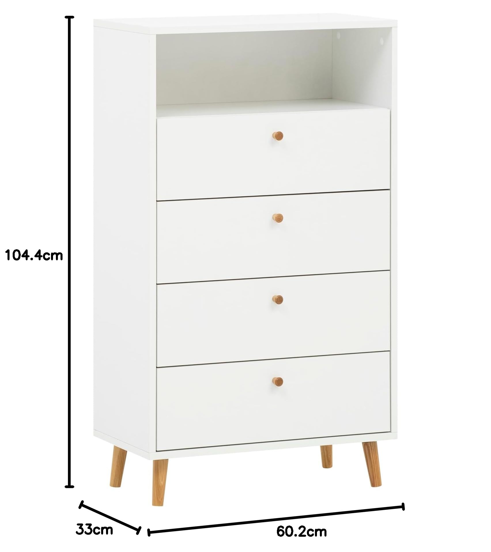 Schildmeyer Bjarne Highboard 158676, weiß matt, 60,2 x 33 x 104,4 cm