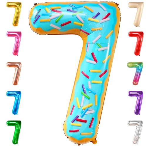 Image of KatchOn Donut Number 7 Balloon 40 Inch, 7 Birthday Balloon | Party Decorations, 7 Balloon Number, Donut Balloons for Bdy Party