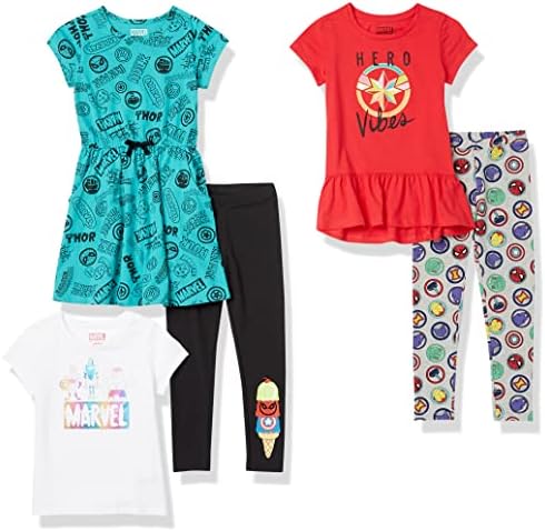 Spotted Zebra Girls' Disney Star Wars Marvel Frozen Princess Mix-and-Match Outfit Sets, 5-Piece Marvel Heroes, 2T