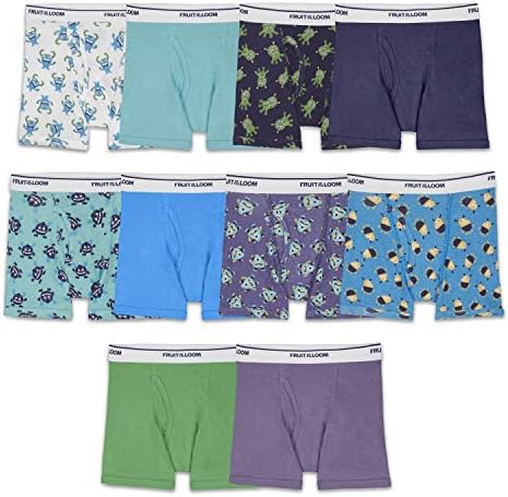 Fruit of the Loom boys Tag Free Cotton Boxer Briefs Underwear, Toddler - 10 Pack Traditional Fly Assorted, 4-5T US
