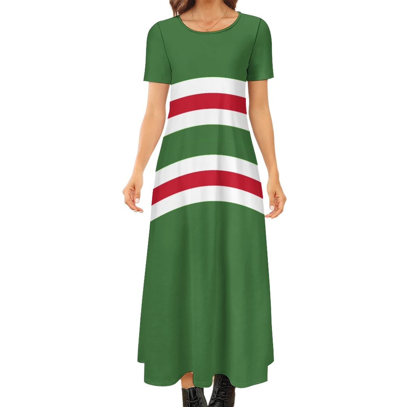 Fattyeery Elegant Casual Long Dress Chenchen Repub-LIC of Lchkeria Flag Girls Summer Sunshine Beach Skirts for Womens M