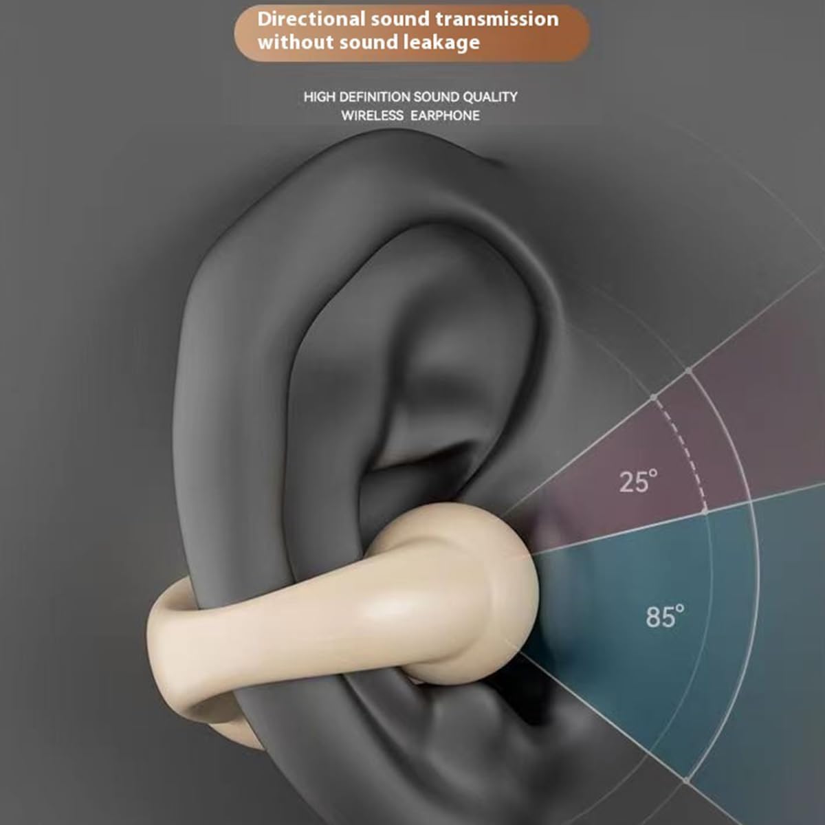 Wireless Ear Clip Skeleton Conduction Headphones,Ultra Lightweight for Comfortable Clip On,HD Talk Noise Cancellation & Smart Touch,24H Playtime,Open Ear Earbuds for Workout,Driving - Black