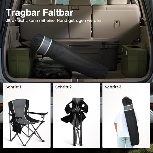 HIGH POINT SPORTS Campingstuhl Faltbar 2er Set, Campingsessel, Klappstuhl – Ansicht 6