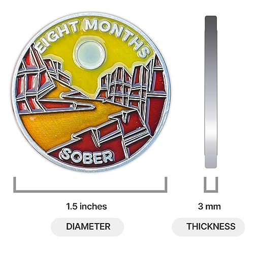 Image of The Achieve Mint 8 Months Sober Token | Eight Month Sober Chip | Non-AA Gift, Non-Religious Medallions for Men and Women Celebrating Sobriety
