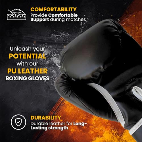 Image of SKMT PU Leather Boxing Gloves for Training and Match Boxing Gloves (10 Oz)