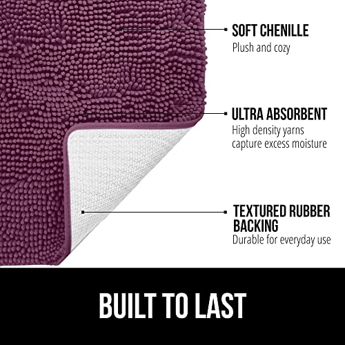 Image of Gorilla Grip Original Luxury Chenille Bathroom Rug Mat, 30x20, Extra Soft and Absorbent Shaggy Rugs, Machine Wash Dry, Perfect Plush Carpet Mats for Tub, Shower, and Bath Room, Eggplant