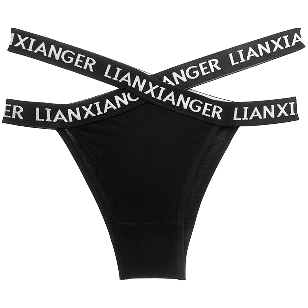 Womens Sexy Thong G-Strings Letter Cross Wide Belt Thong Tanga Sports Panties Underwear Knickers