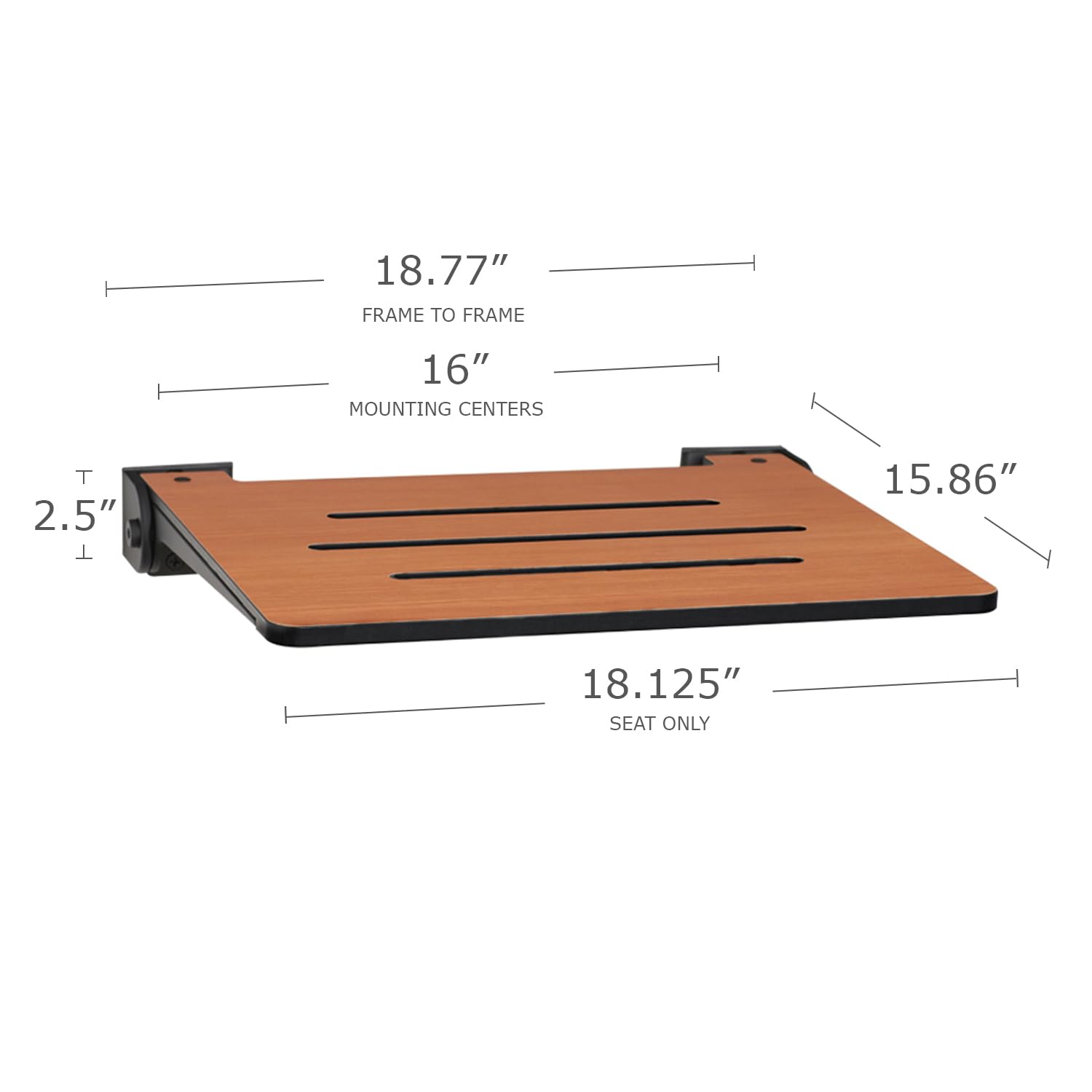 Seachrome Slimline - Ducha Plegable para Montar en la Pared, Asiento de Teca con Marco Negro Mate
