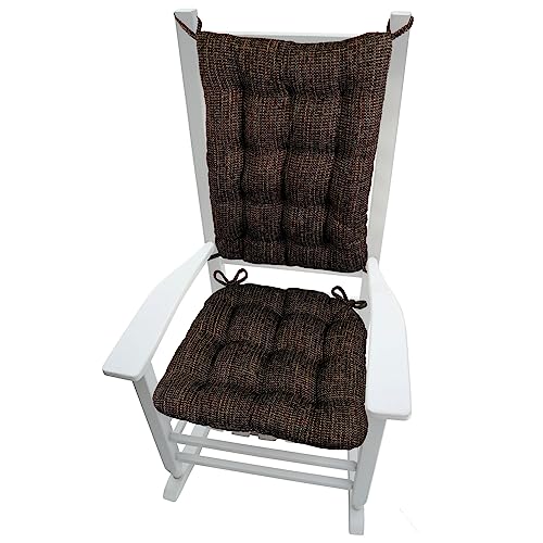 Barnett Home Decor Nala Black Size Extra-Large Rocking Chair Cushions - Latex Foam Fill Rocker Seat Pad 19 x 19 & Backrest Cushion - Reversible, Machine Washable (XL/Black Multi)