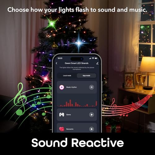 Image of Geeni Smart Fairy Lights, Advanced Color Flow LED Strand, 50 LED, 16.4 ft. | Wi-Fi voice control, schedule timers for lights & devices, compatible with Alexa & Google Home