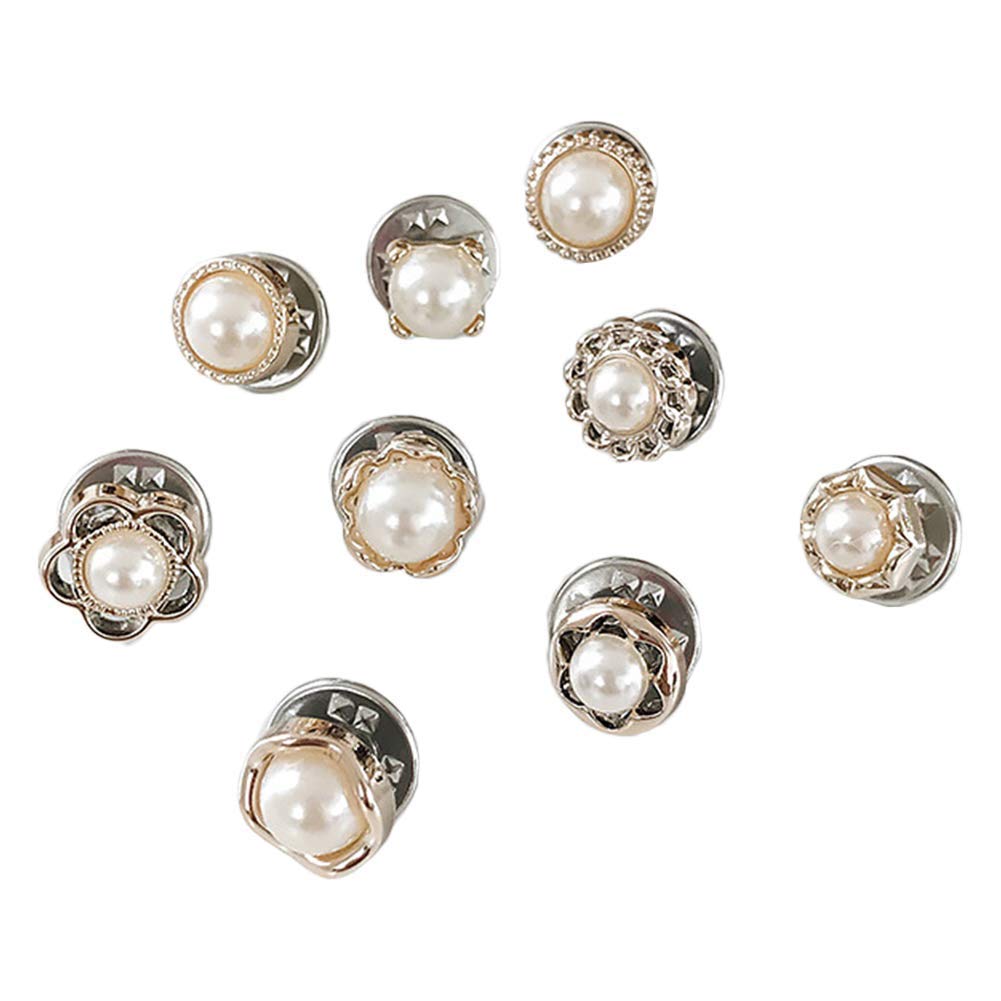 ausuky 10 Pieces Clothing Decorative Brooch Anti-light Leaking Fixed Button Workplace Lady Prevents Accidental Exposure (1#)