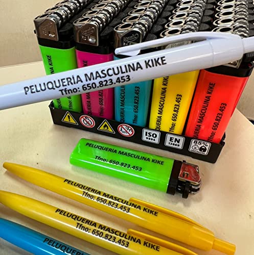 Uvimark - Artículos publicitarios - Merchandising - 50 Encendedores y 50 Bolígrafos Personalizados - Regalos de Empresa - Detalles de Boda - Mecheros Personalizados