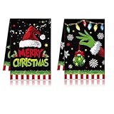 YUNHENTONG Geschirrtücher Weihnachten 2 Stück Gästehandtücher Weihnachten 43 x 66 cm Geschirrtuch Weihnachtstag für Küche, Bar Dekorationen, Christmas Dekoration