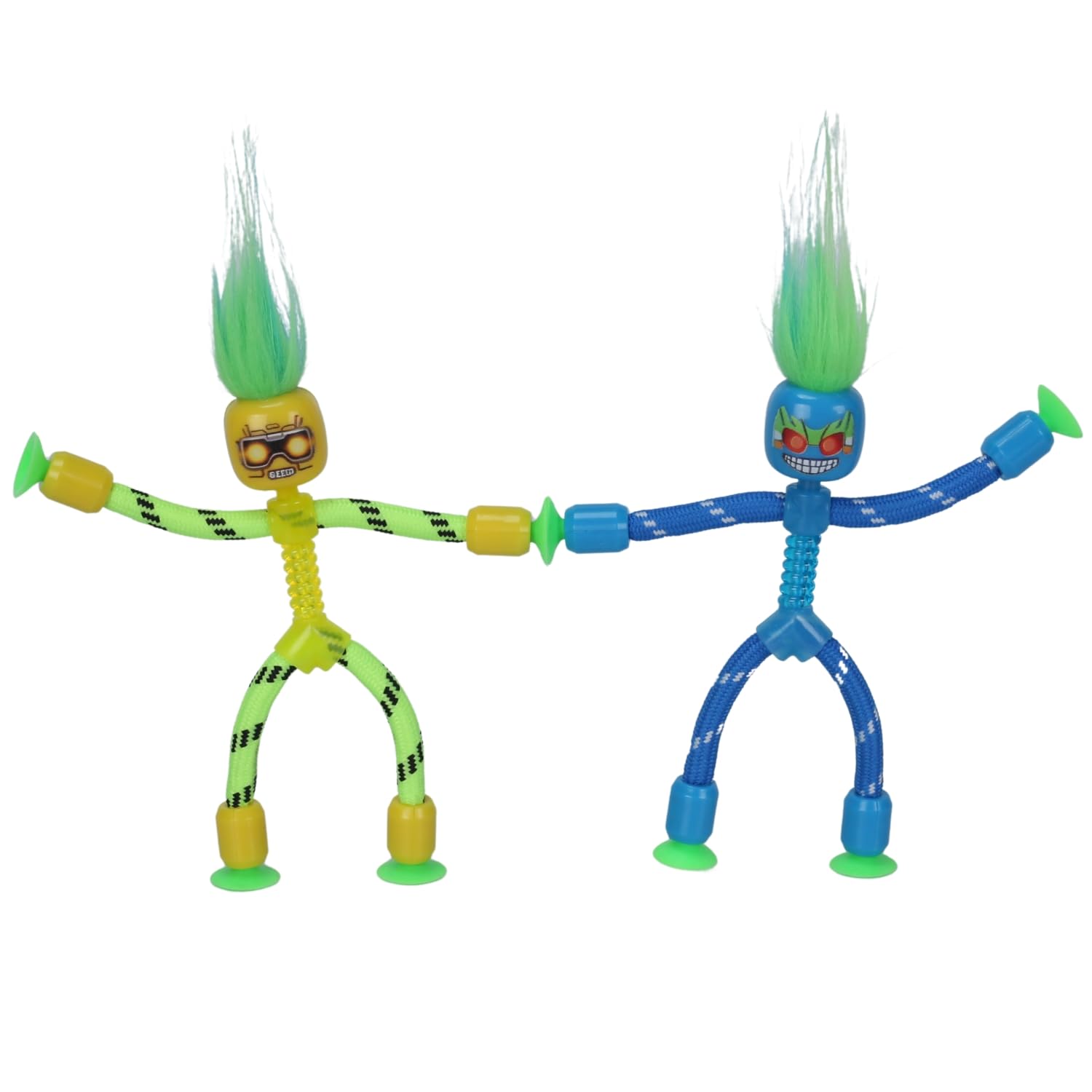 Zing RopeBot Suction Toy - Action Figure with Suction Hands & Feet, Yellow + Blue, 4 inches