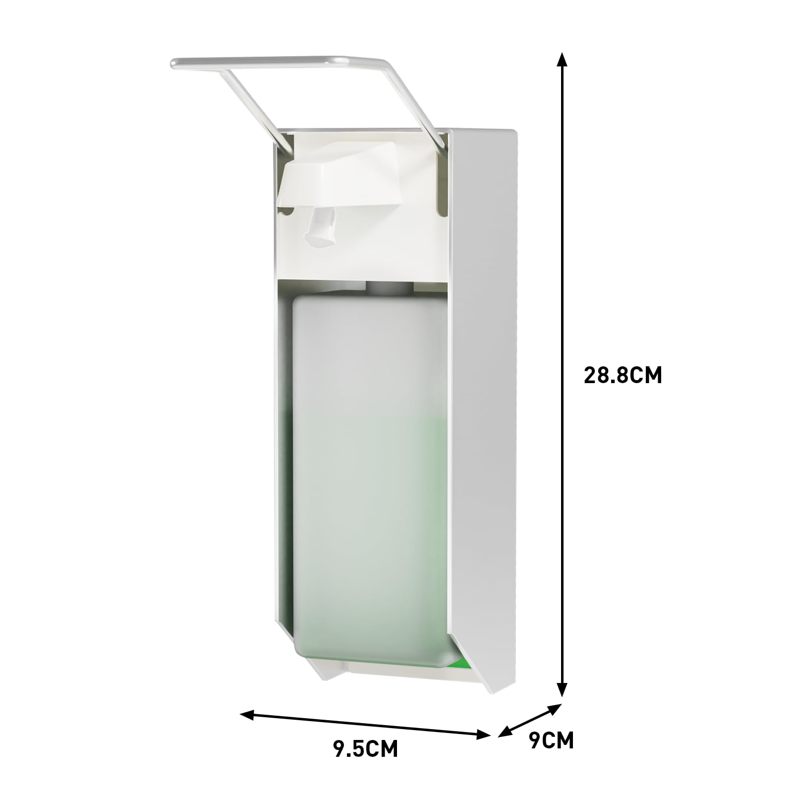 Eurospender 1000ML 2er Set, Seifenspender Mit Wandbefestigung Und Ellbogendruck Für Desinfektionsmittel Und Handseifen, Weiß Soap Dispenser, Aluminium