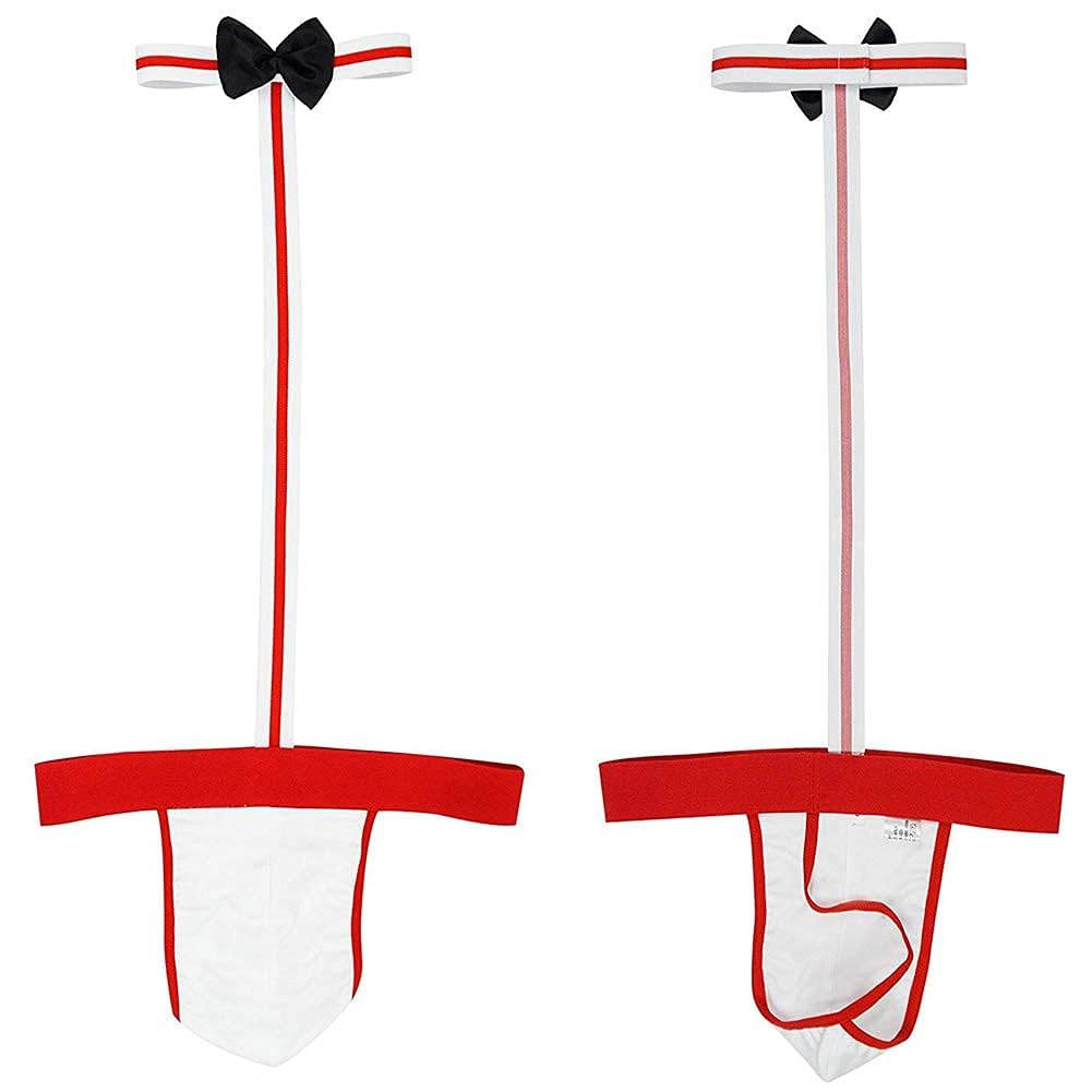 ROSVAJFY Mutande sexy da uomo con papillon, cosplay, cameriere, tanga borat, biancheria intima sexy da uomo