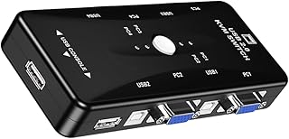 Hemobllo Vga Printer Sharer 4 in 1 Out Switch Printer Displayport Switch Video Switcher Kvm Switch Black Kvm Switcher 4 Port 4 Port Switch USB Video Push Button Kvm Switch