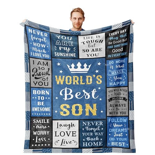 Xufudy Gifts for Son Best Birthday Gifts for Adult Son Blanket 60x50 Son Gifts from Mom/Dad Son Birthday Gifts Gift for My Son Gifts for Grown Son